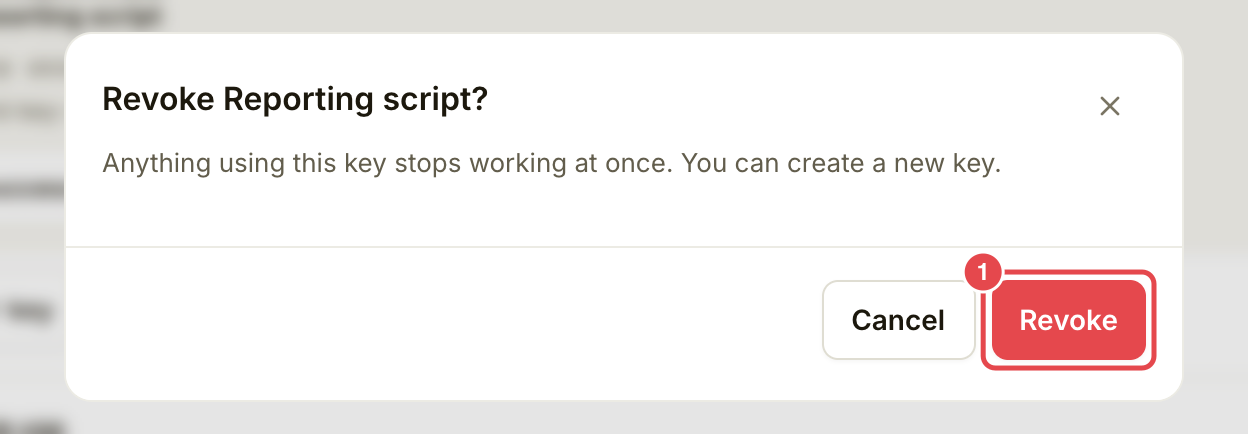 Revoke Reporting script confirmation with Revoke marked